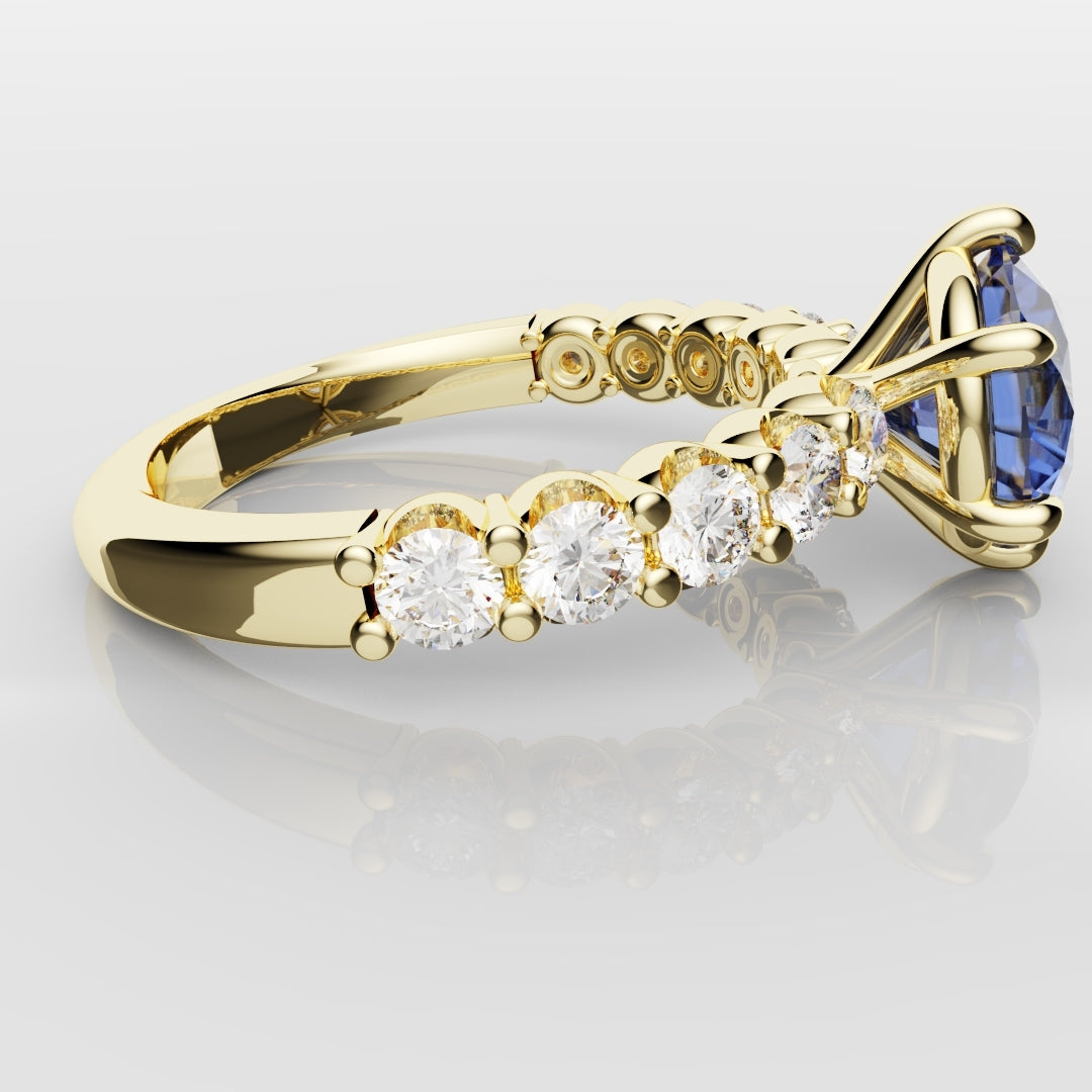 2.2ct Round Brilliant Cut Cornflower Blue Sapphire Engagement Ring