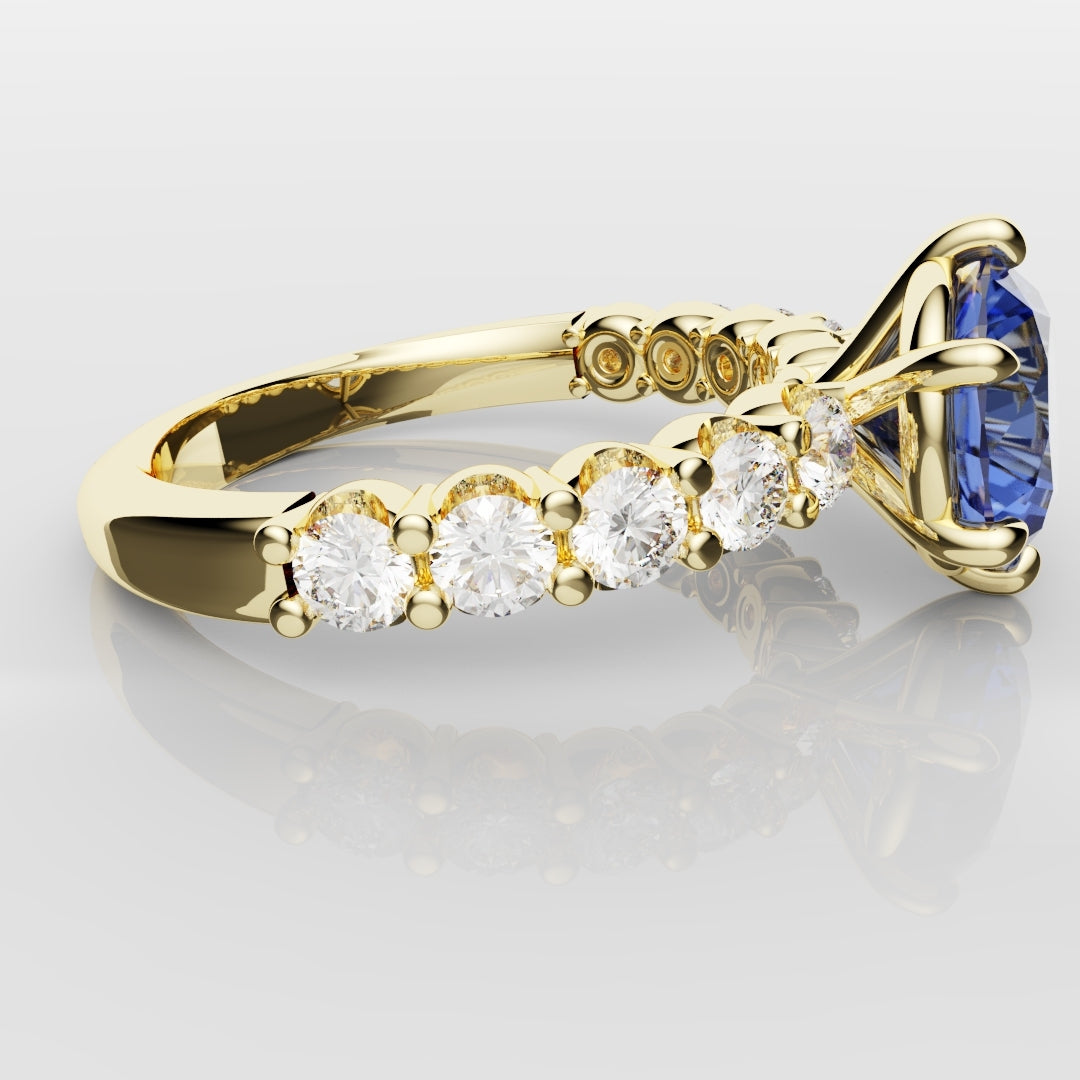 2.2ct Round Brilliant Cut Cornflower Blue Sapphire Engagement Ring