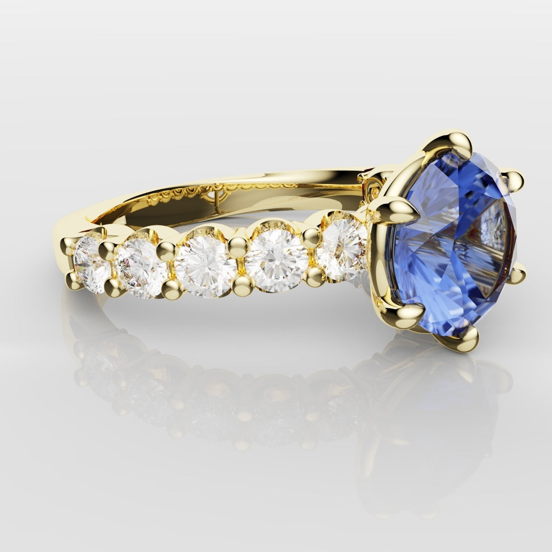 2.2ct Round Brilliant Cut Cornflower Blue Sapphire Engagement Ring