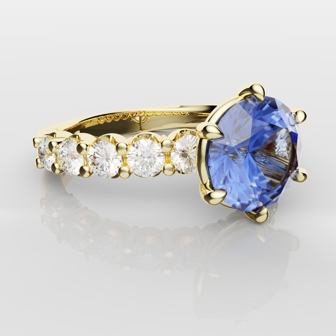 2.2ct Round Brilliant Cut Cornflower Blue Sapphire Engagement Ring