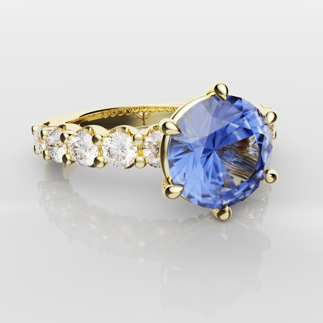 2.2ct Round Brilliant Cut Cornflower Blue Sapphire Engagement Ring