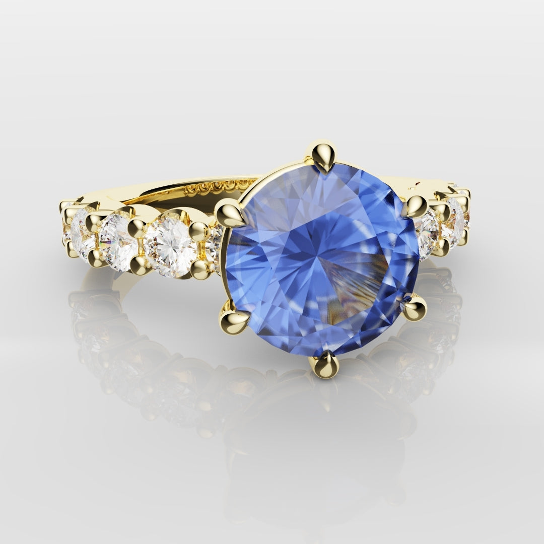 2.2ct Round Brilliant Cut Cornflower Blue Sapphire Engagement Ring