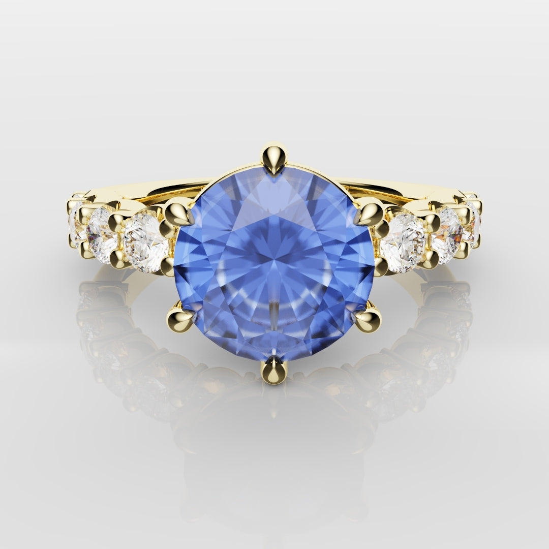 2.2ct Round Brilliant Cut Cornflower Blue Sapphire Engagement Ring
