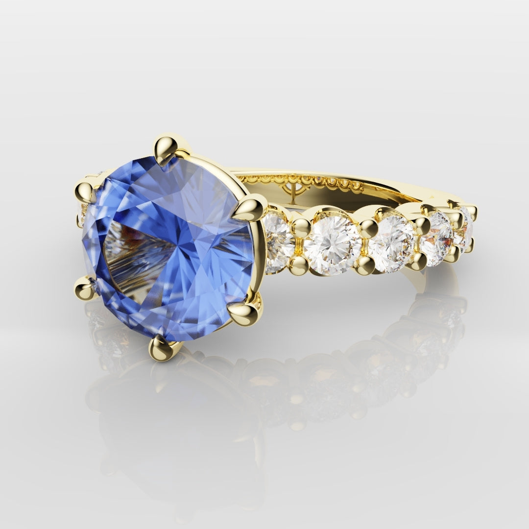 2.2ct Round Brilliant Cut Cornflower Blue Sapphire Engagement Ring