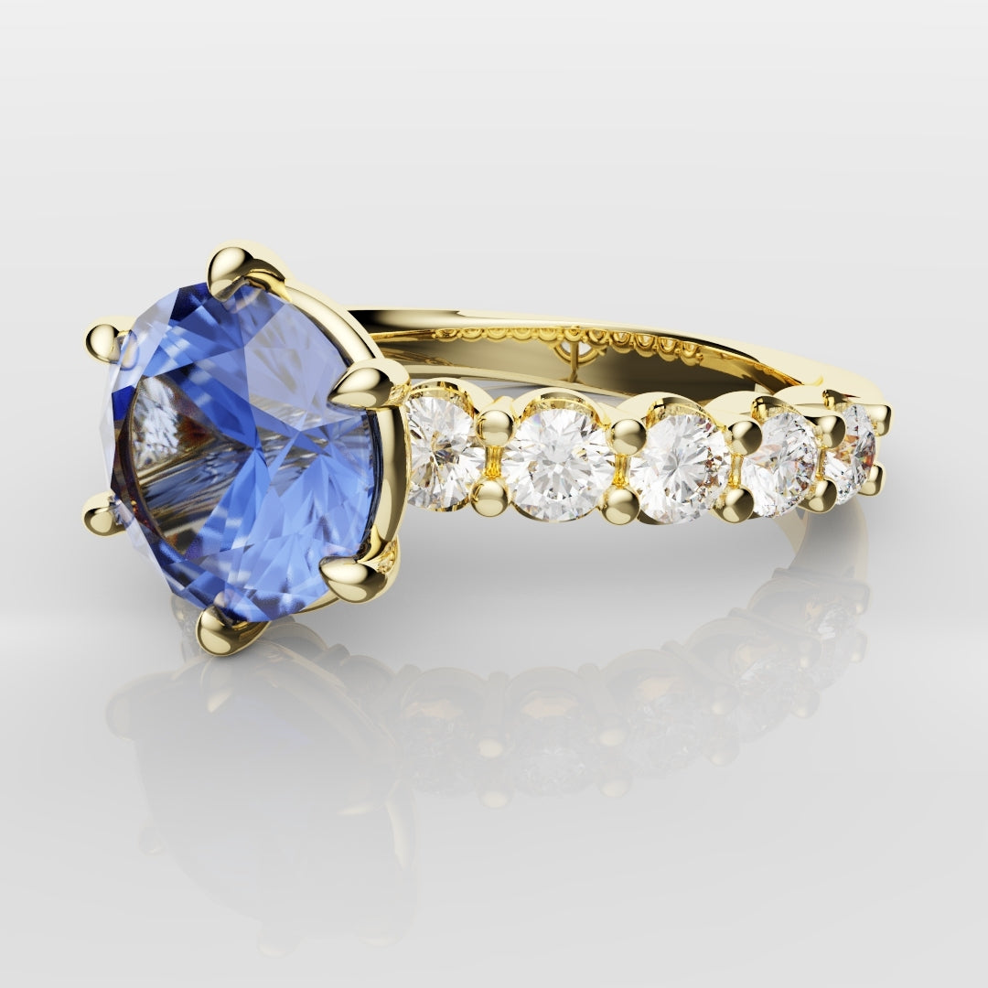 2.2ct Round Brilliant Cut Cornflower Blue Sapphire Engagement Ring
