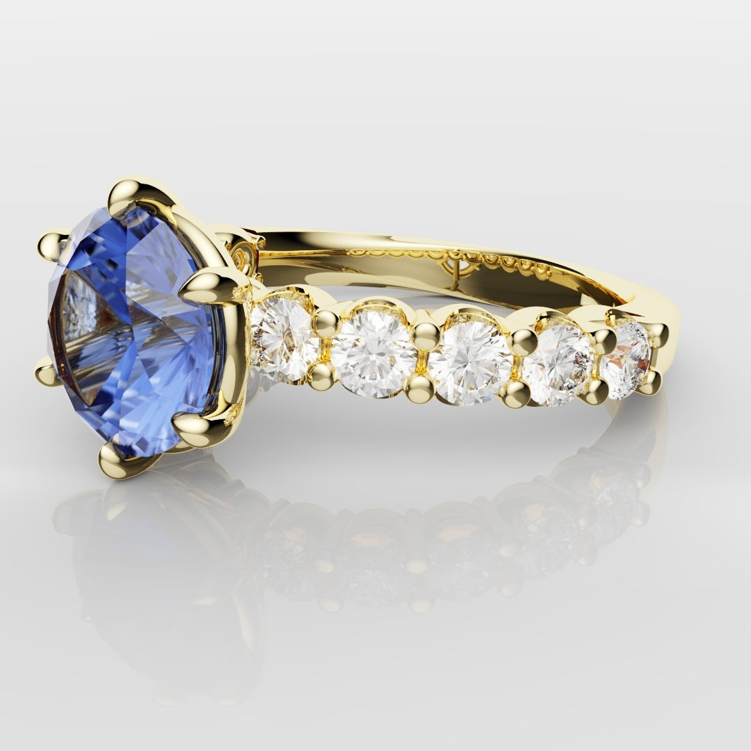 2.2ct Round Brilliant Cut Cornflower Blue Sapphire Engagement Ring