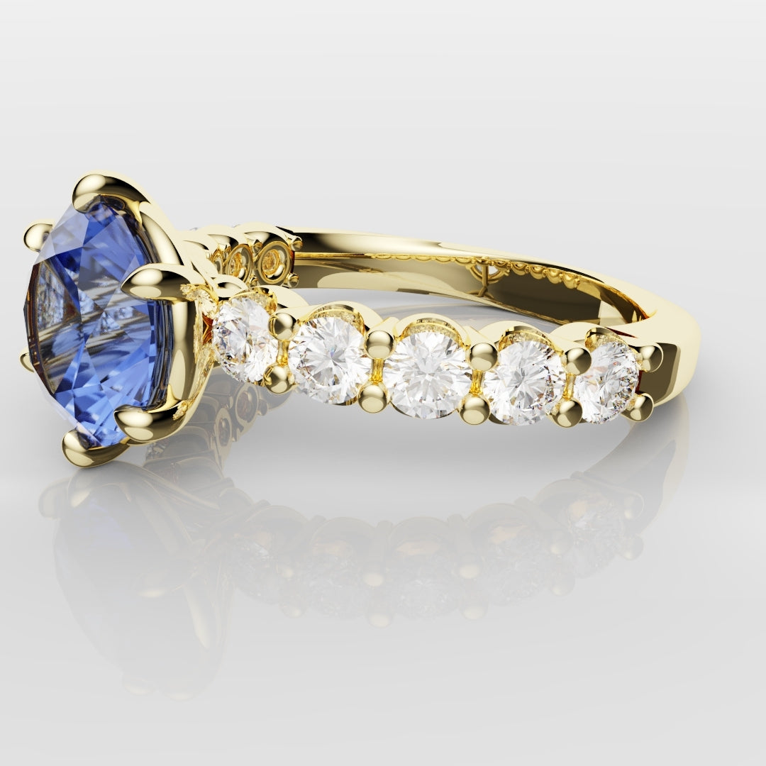 2.2ct Round Brilliant Cut Cornflower Blue Sapphire Engagement Ring