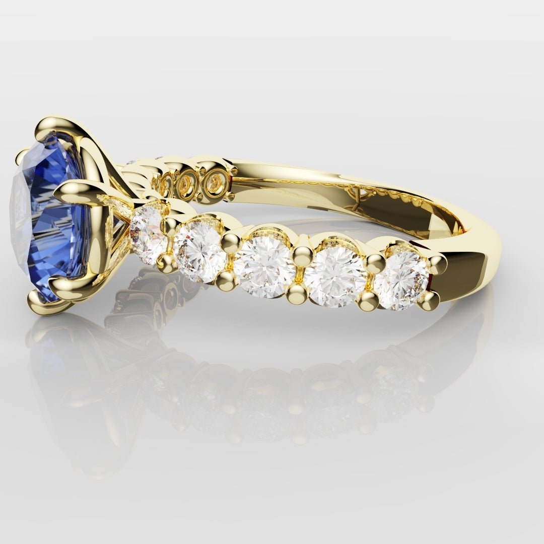 2.2ct Round Brilliant Cut Cornflower Blue Sapphire Engagement Ring