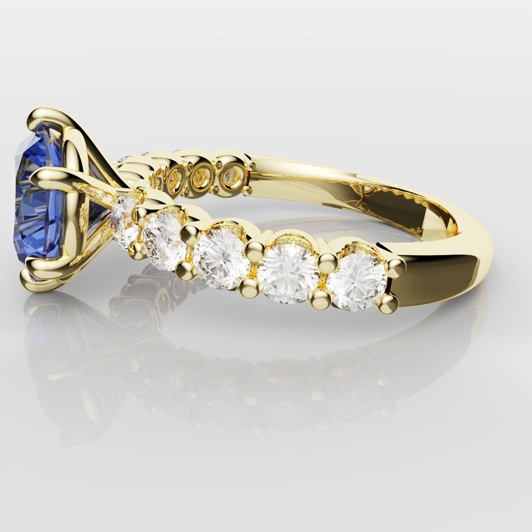2.2ct Round Brilliant Cut Cornflower Blue Sapphire Engagement Ring