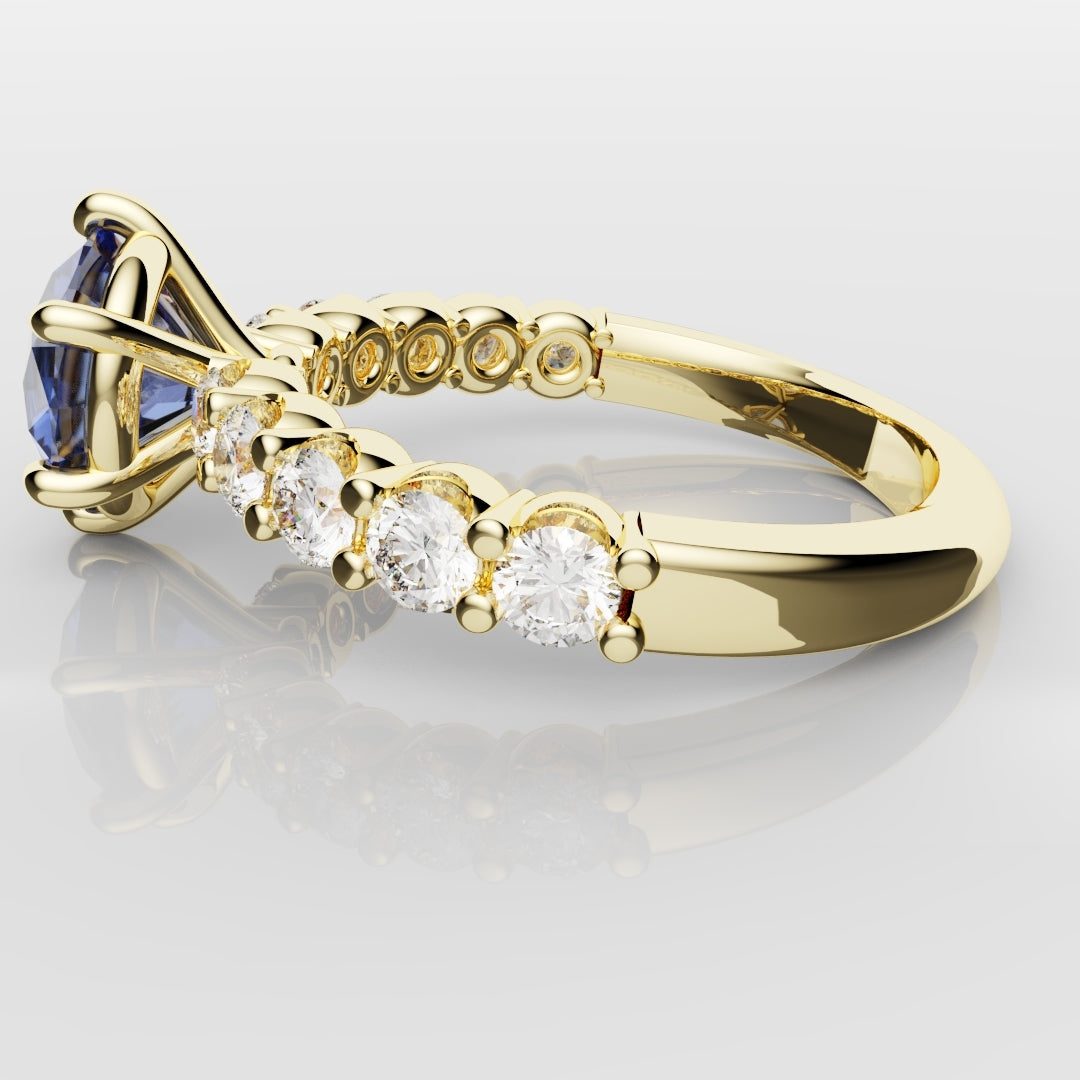 2.2ct Round Brilliant Cut Cornflower Blue Sapphire Engagement Ring
