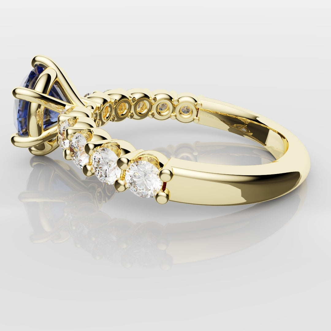 2.2ct Round Brilliant Cut Cornflower Blue Sapphire Engagement Ring