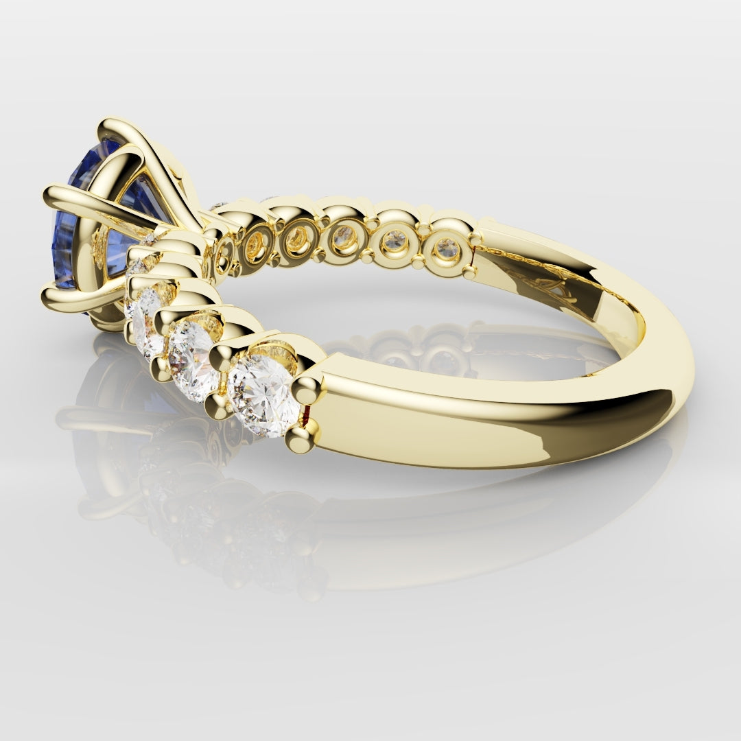 2.2ct Round Brilliant Cut Cornflower Blue Sapphire Engagement Ring