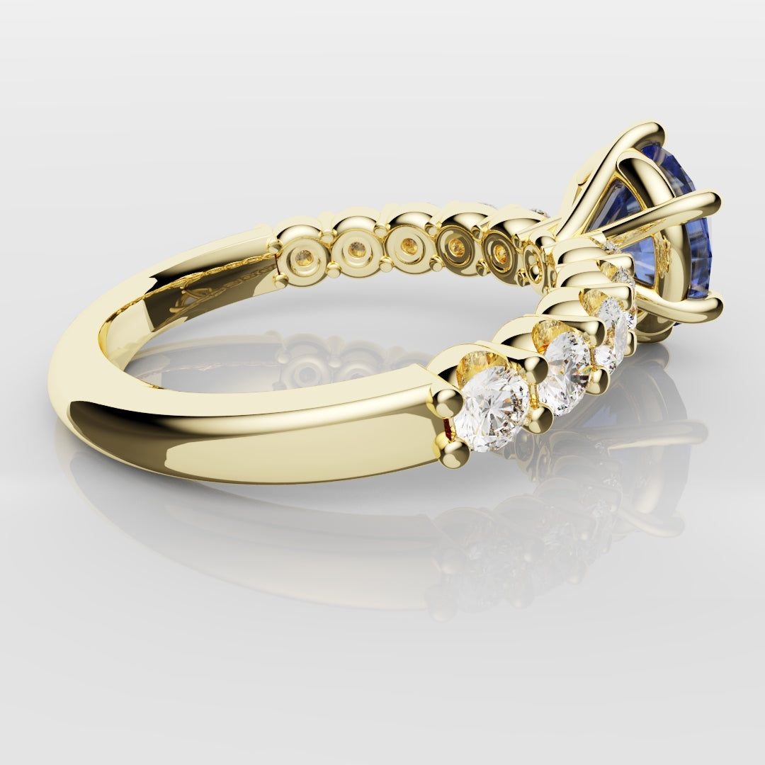 2.2ct Round Brilliant Cut Cornflower Blue Sapphire Engagement Ring