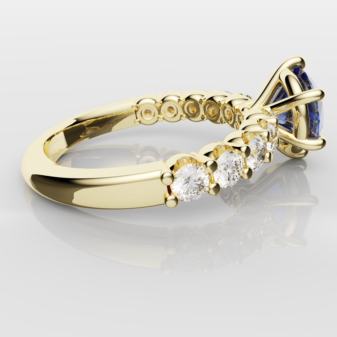 2.2ct Round Brilliant Cut Cornflower Blue Sapphire Engagement Ring
