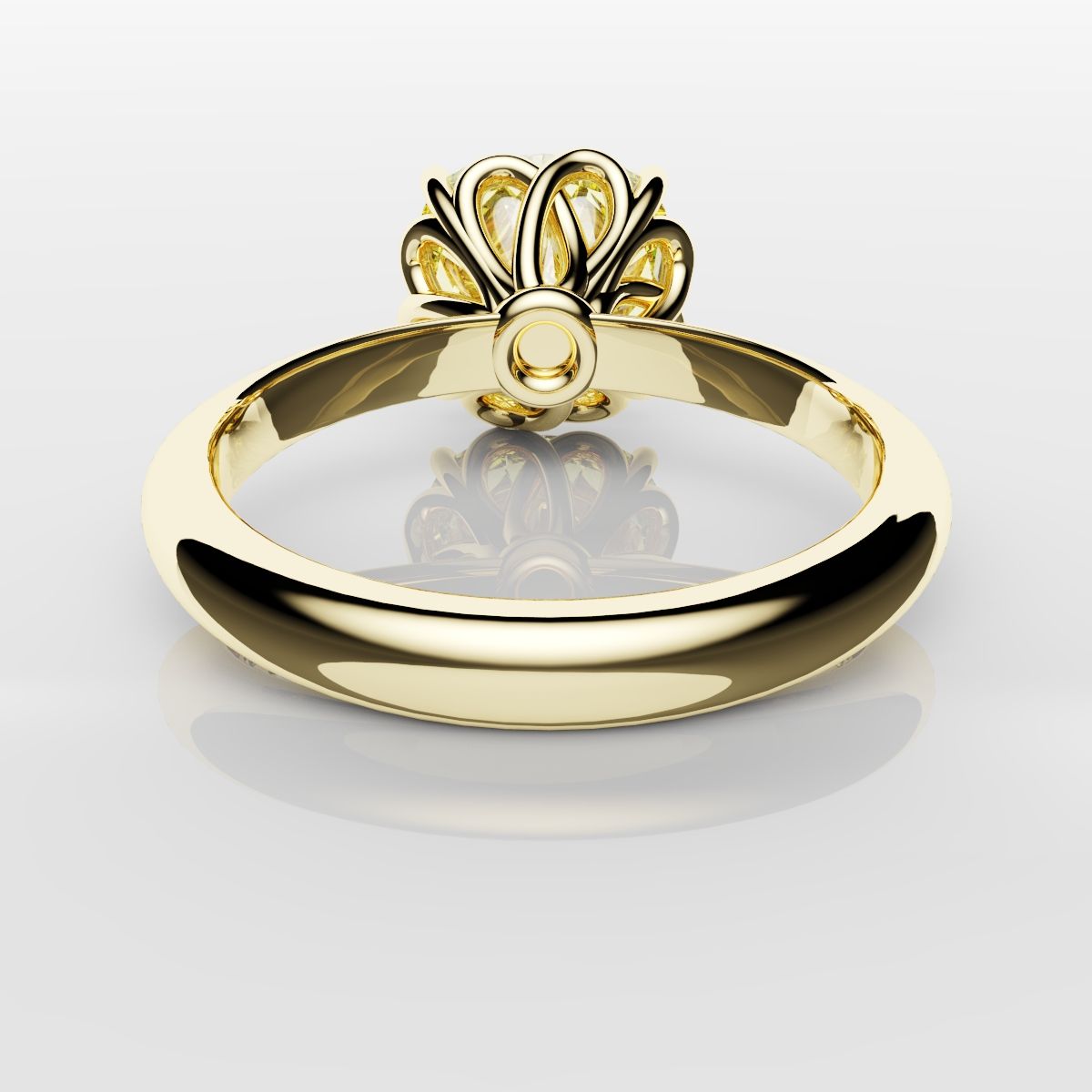 Cushion Cut Yellow Diamond Solitaire Knot Ring