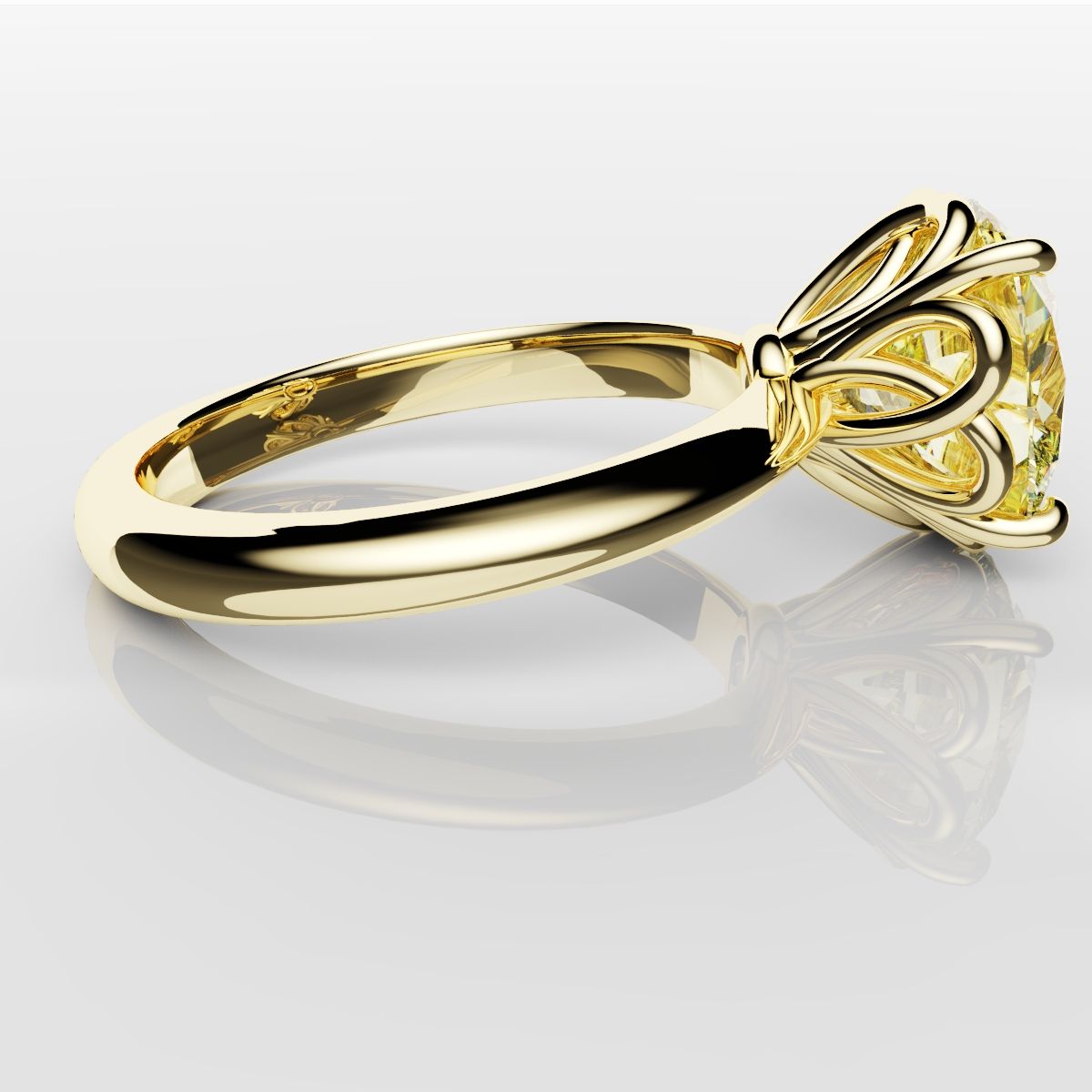 Cushion Cut Yellow Diamond Solitaire Knot Ring