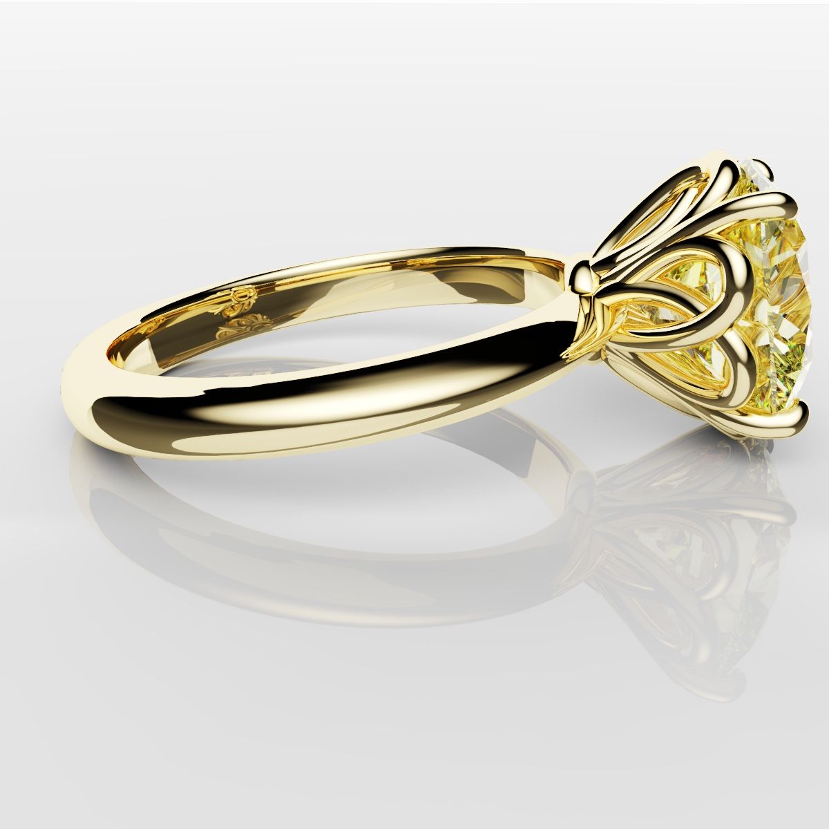 Cushion Cut Yellow Diamond Solitaire Knot Ring