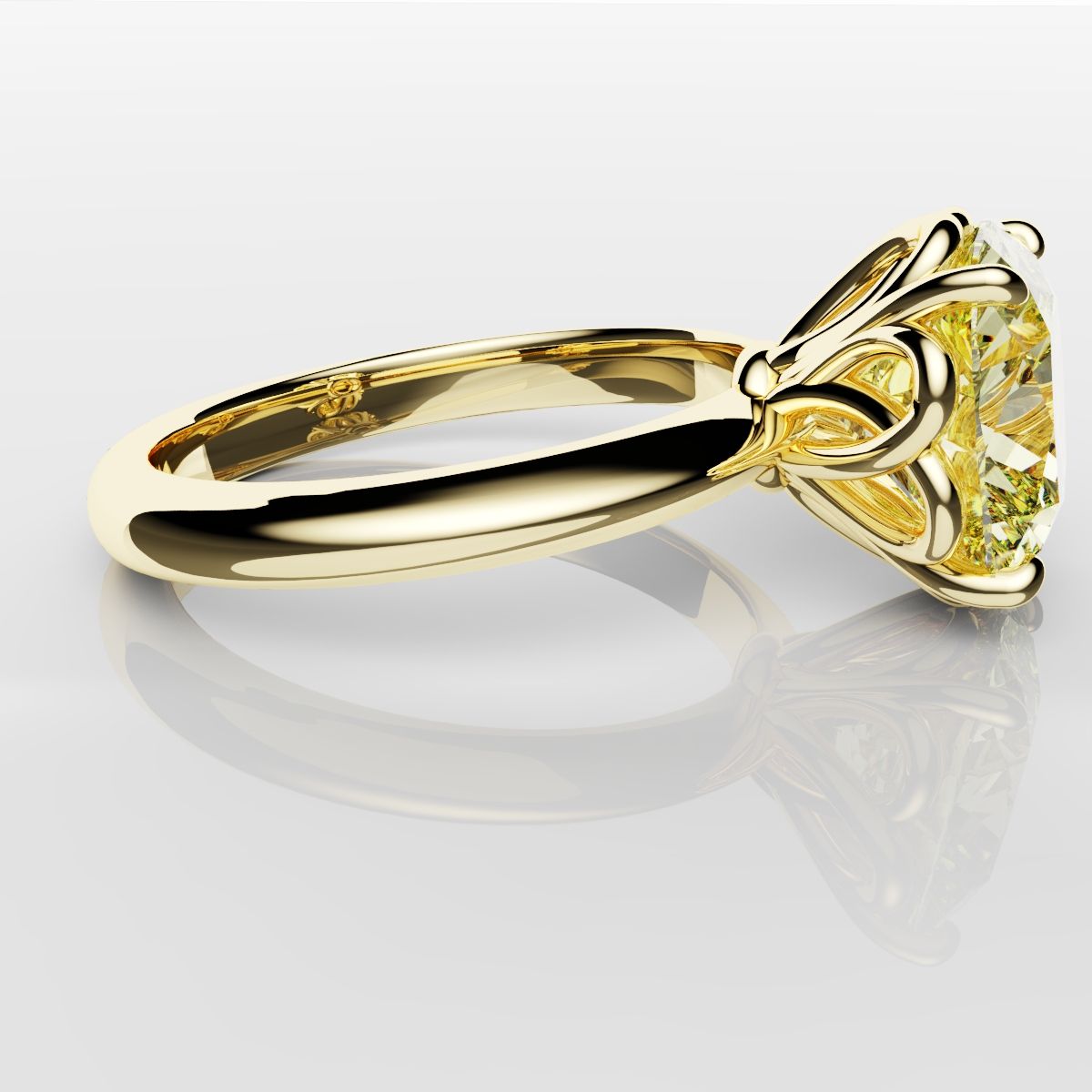 Cushion Cut Yellow Diamond Solitaire Knot Ring