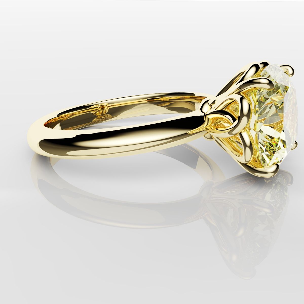 Cushion Cut Yellow Diamond Solitaire Knot Ring