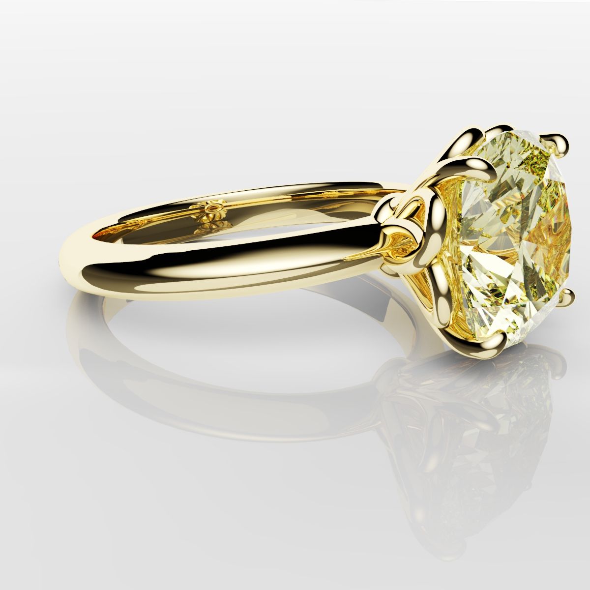 Cushion Cut Yellow Diamond Solitaire Knot Ring