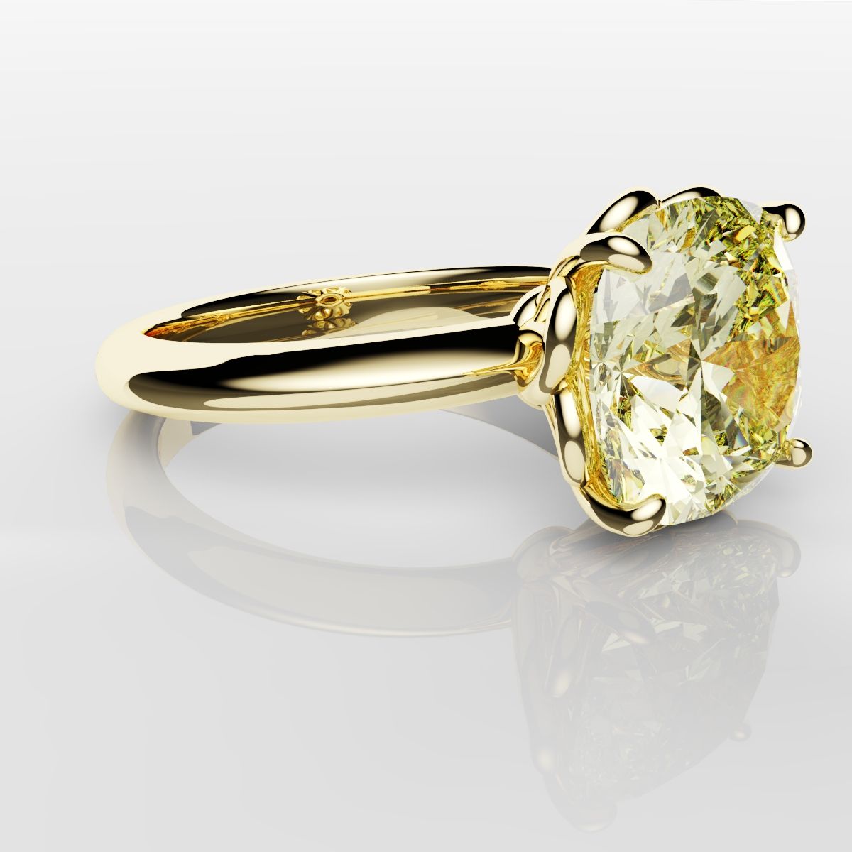 Cushion Cut Yellow Diamond Solitaire Knot Ring