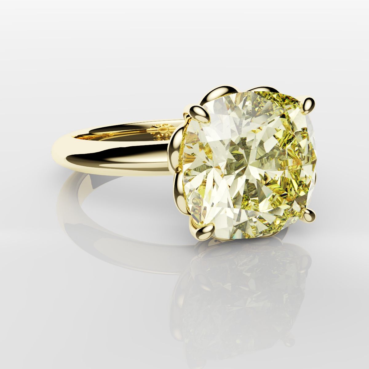 Cushion Cut Yellow Diamond Solitaire Knot Ring