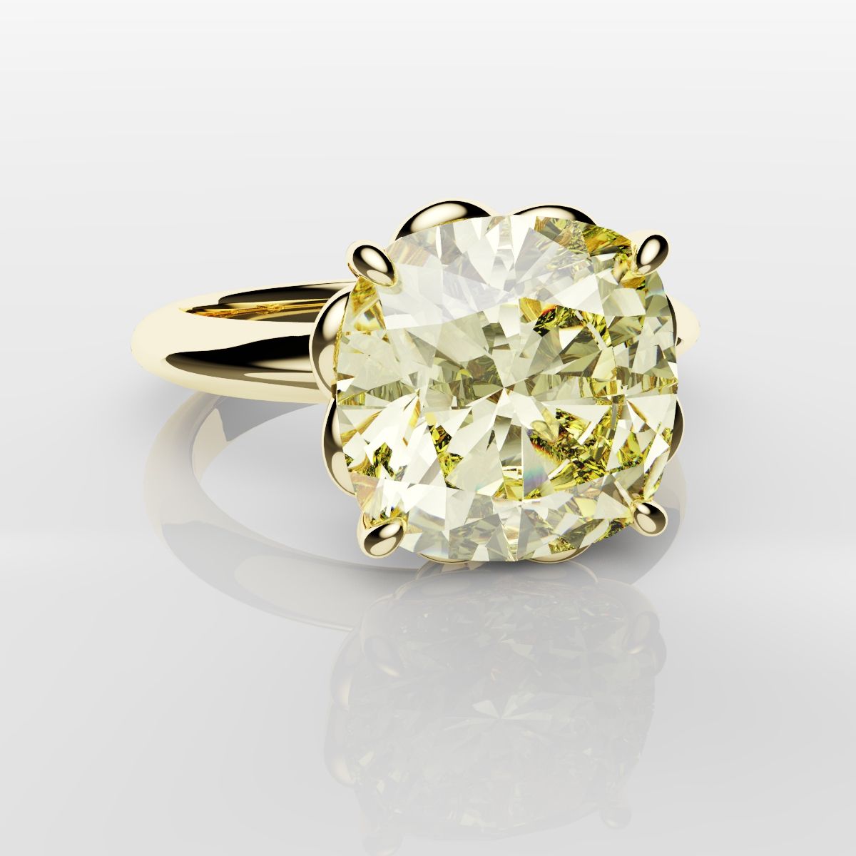 Cushion Cut Yellow Diamond Solitaire Knot Ring