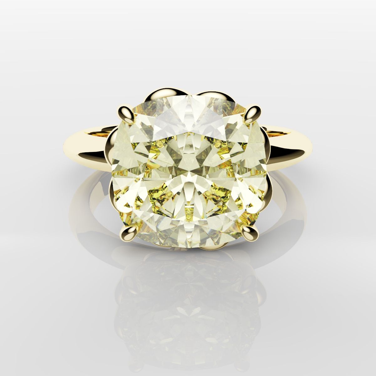 Cushion Cut Yellow Diamond Solitaire Knot Ring