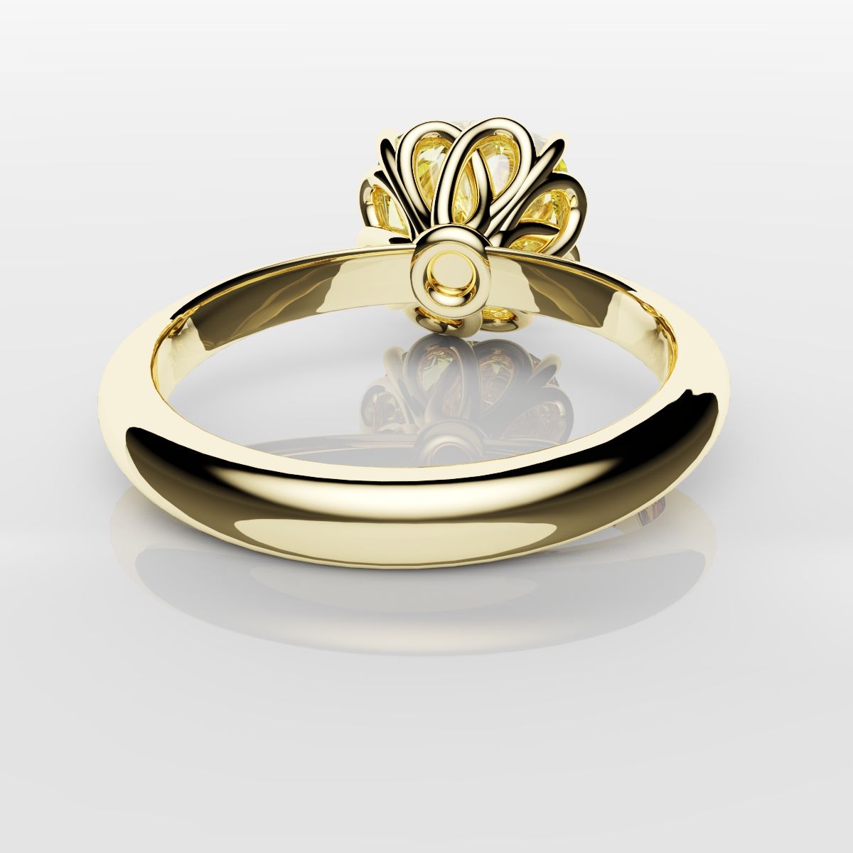 Cushion Cut Yellow Diamond Solitaire Knot Ring