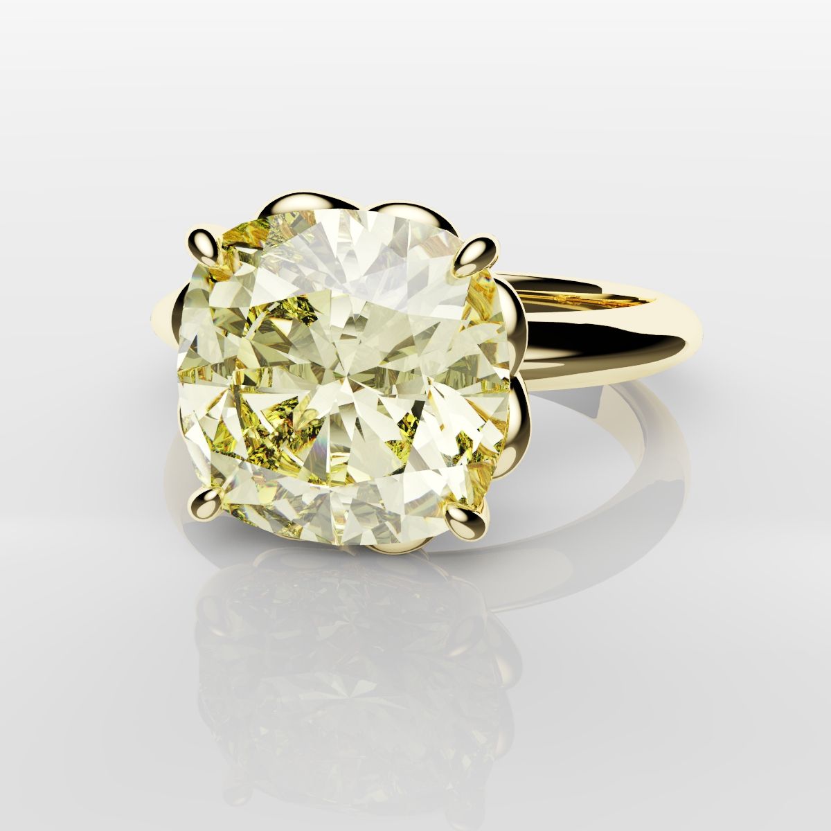 Cushion Cut Yellow Diamond Solitaire Knot Ring