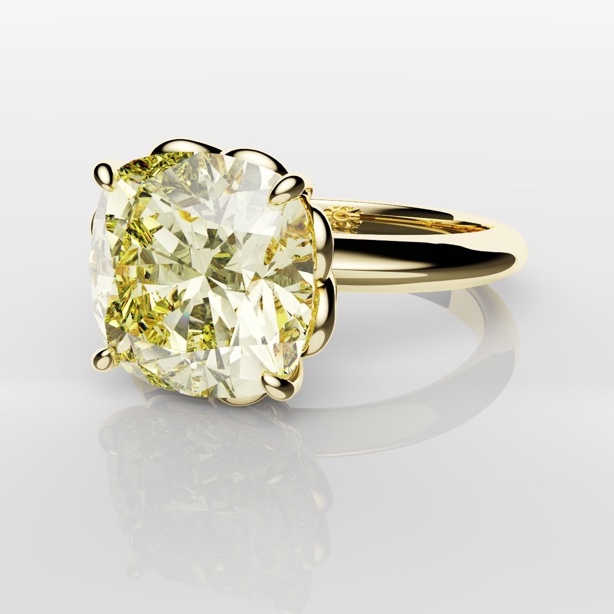 Cushion Cut Yellow Diamond Solitaire Knot Ring