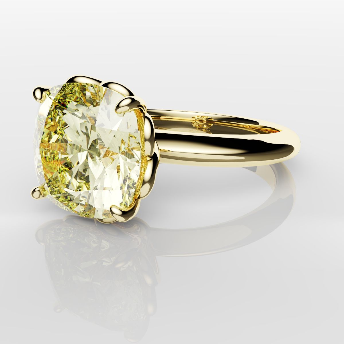 Cushion Cut Yellow Diamond Solitaire Knot Ring