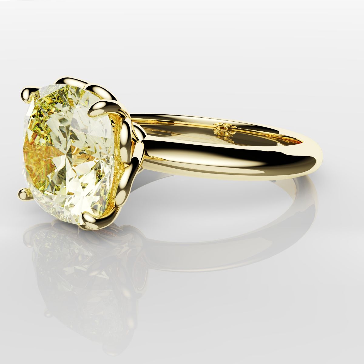 Cushion Cut Yellow Diamond Solitaire Knot Ring