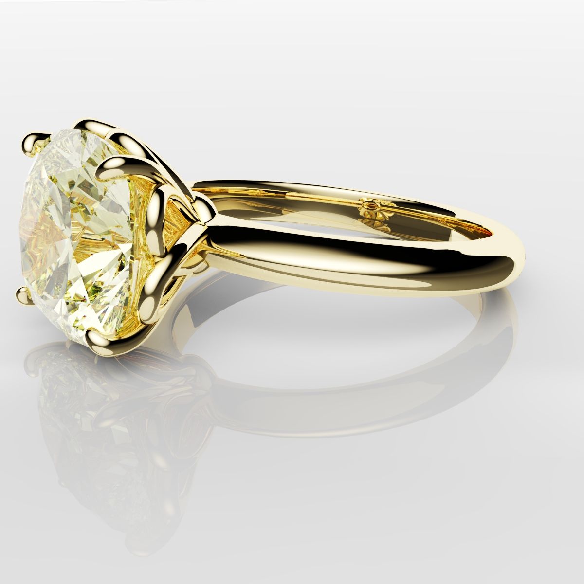 Cushion Cut Yellow Diamond Solitaire Knot Ring