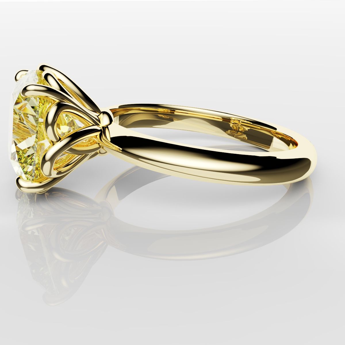 Cushion Cut Yellow Diamond Solitaire Knot Ring