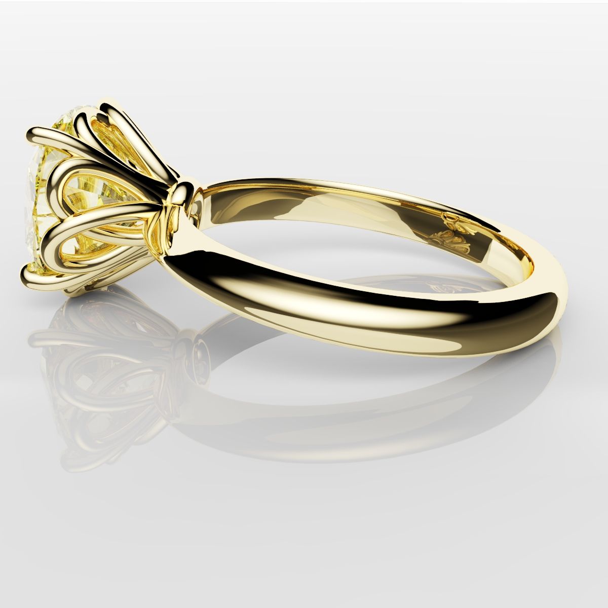 Cushion Cut Yellow Diamond Solitaire Knot Ring