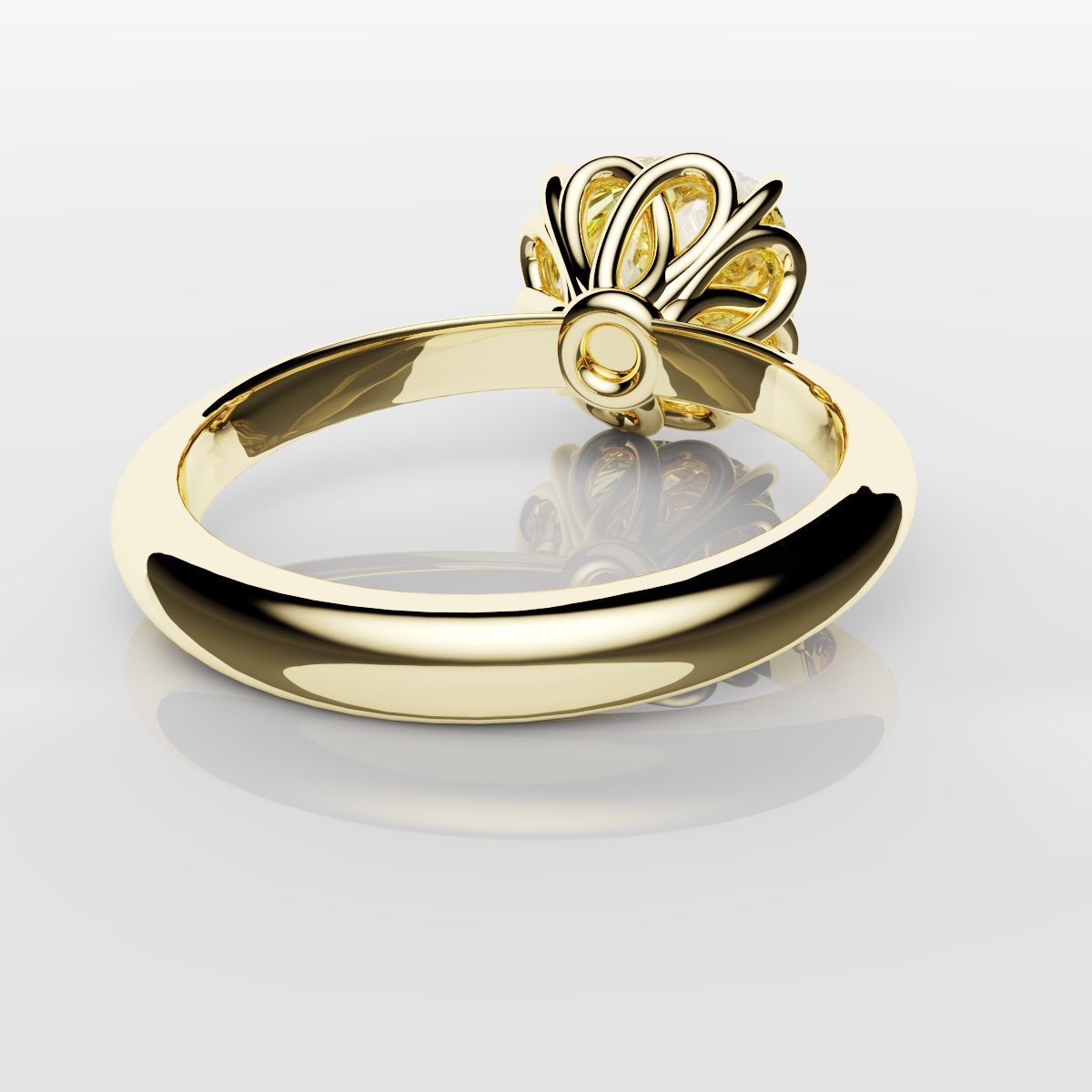 Cushion Cut Yellow Diamond Solitaire Knot Ring