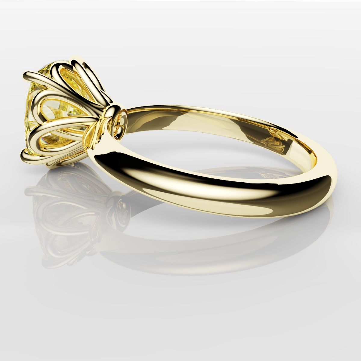 Cushion Cut Yellow Diamond Solitaire Knot Ring