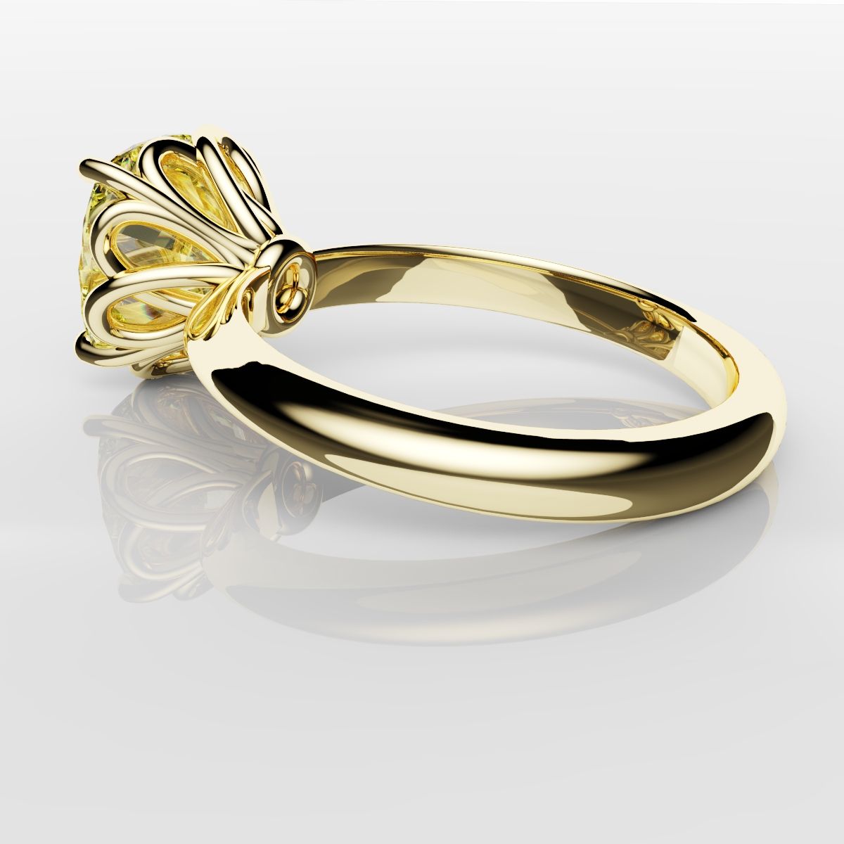 Cushion Cut Yellow Diamond Solitaire Knot Ring
