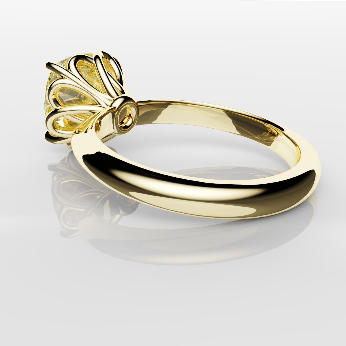 Cushion Cut Yellow Diamond Solitaire Knot Ring