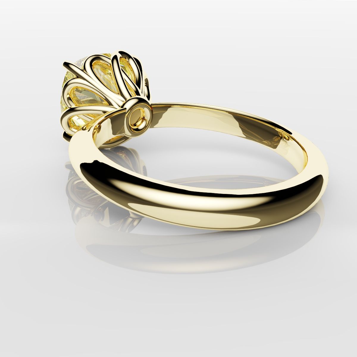 Cushion Cut Yellow Diamond Solitaire Knot Ring