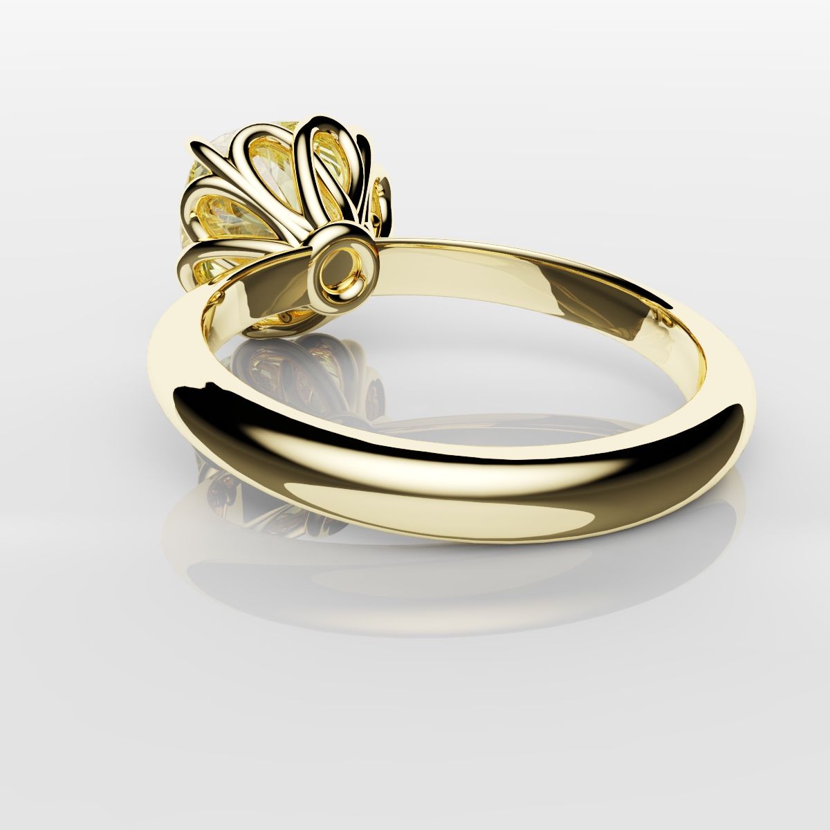 Cushion Cut Yellow Diamond Solitaire Knot Ring