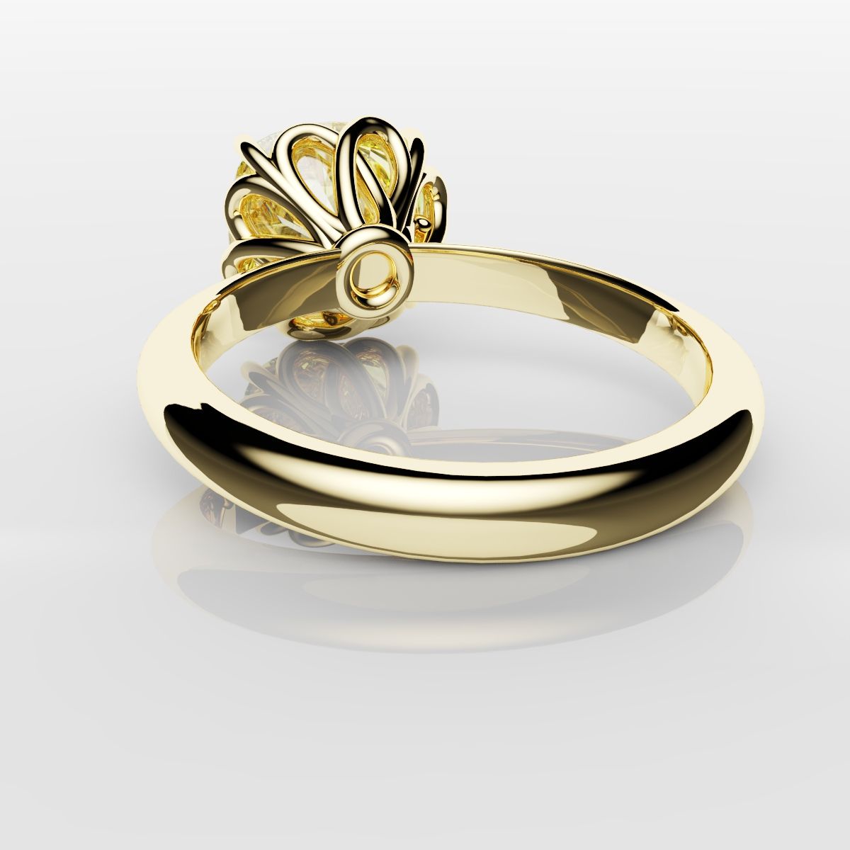 Cushion Cut Yellow Diamond Solitaire Knot Ring