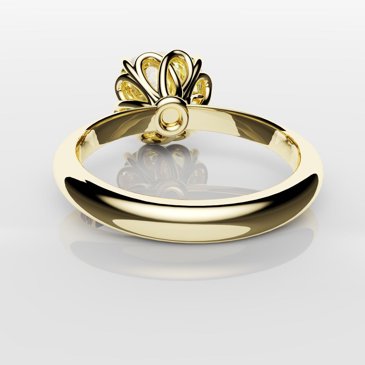 Cushion Cut Yellow Diamond Solitaire Knot Ring