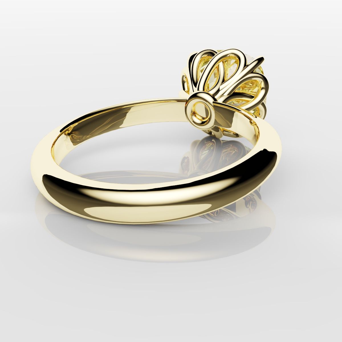 Cushion Cut Yellow Diamond Solitaire Knot Ring