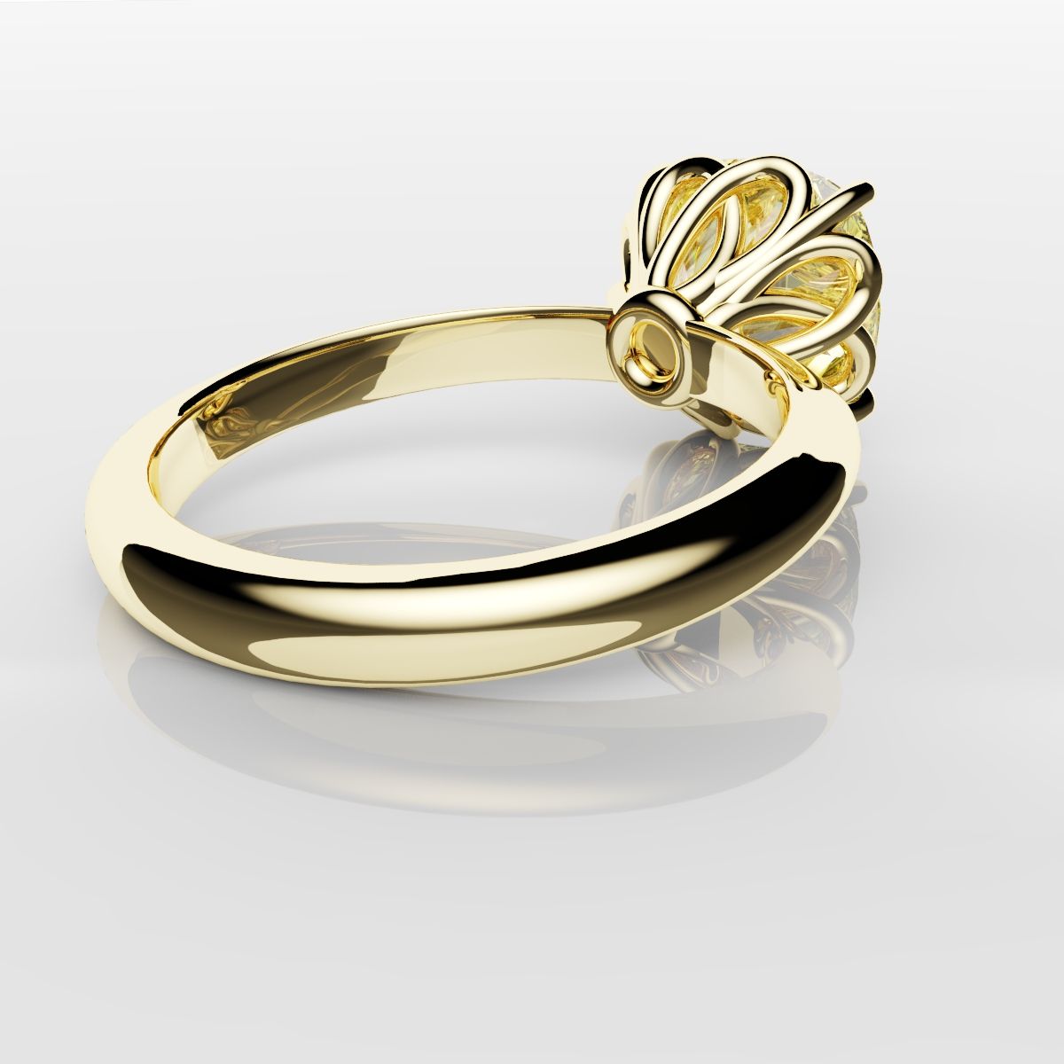Cushion Cut Yellow Diamond Solitaire Knot Ring