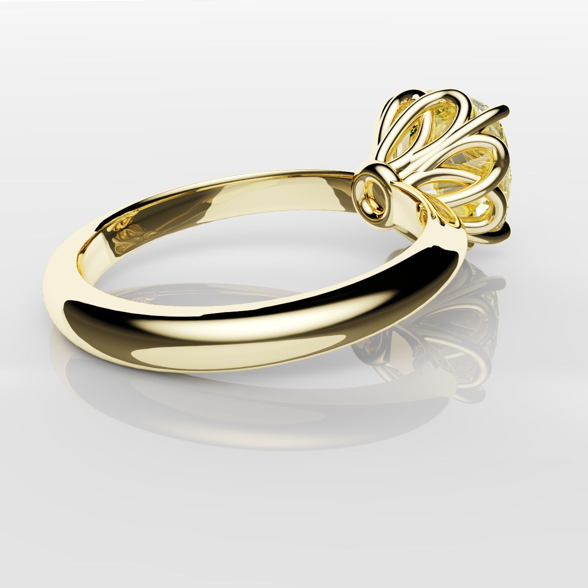 Cushion Cut Yellow Diamond Solitaire Knot Ring