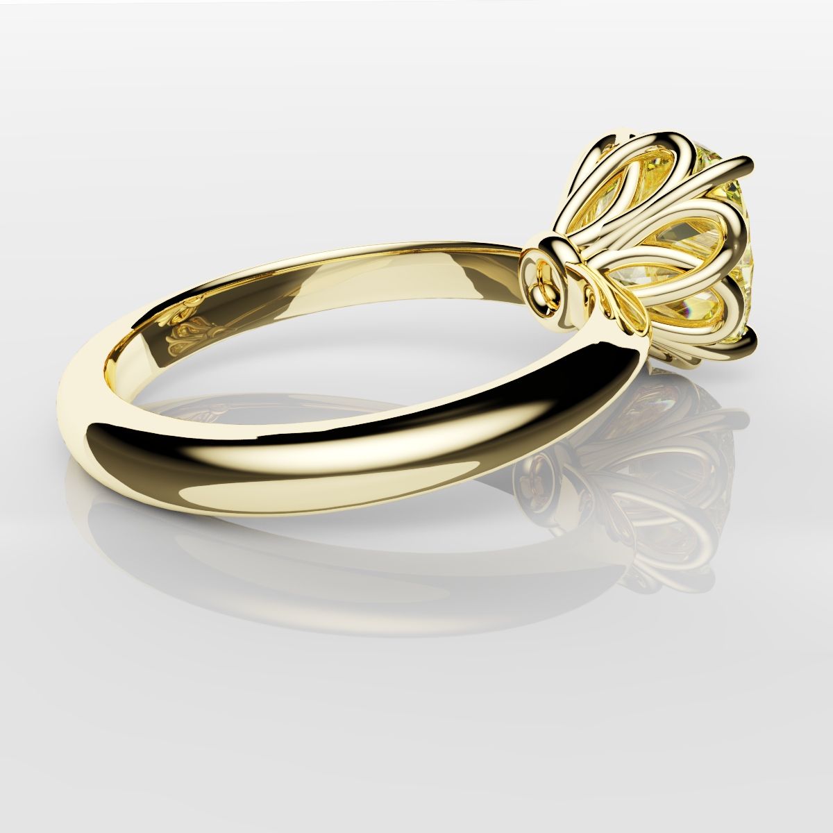 Cushion Cut Yellow Diamond Solitaire Knot Ring