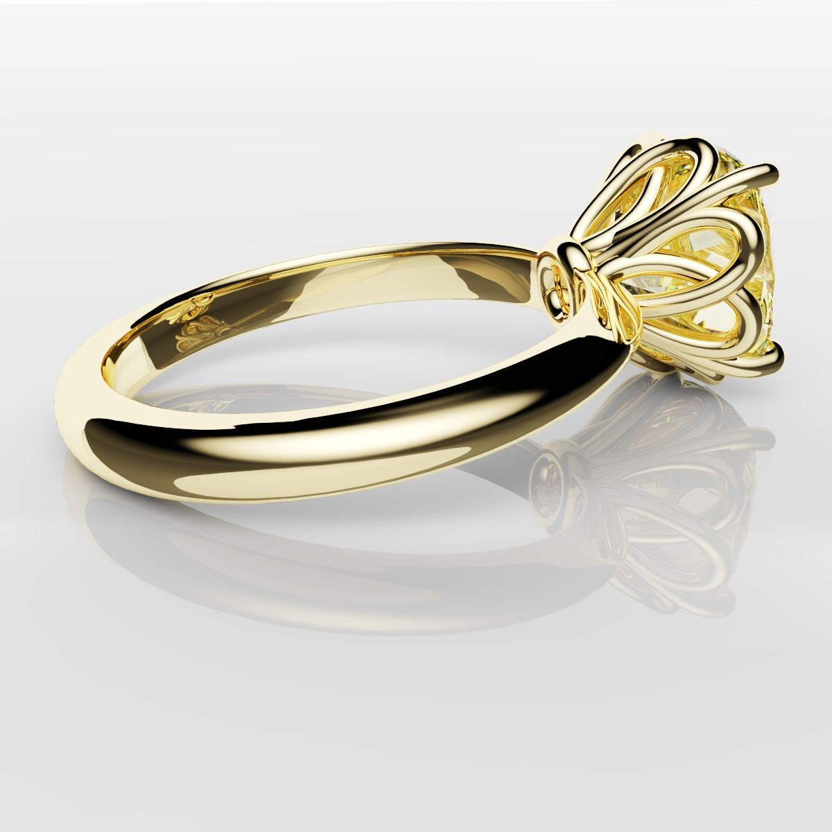 Cushion Cut Yellow Diamond Solitaire Knot Ring
