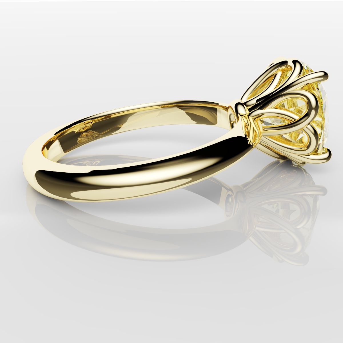 Cushion Cut Yellow Diamond Solitaire Knot Ring